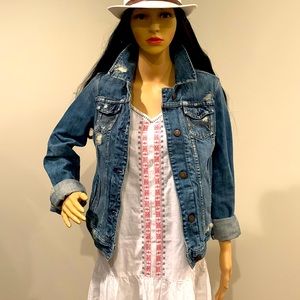Abercrombie & Fitch Distressed Denim Jean Jacket Size Large